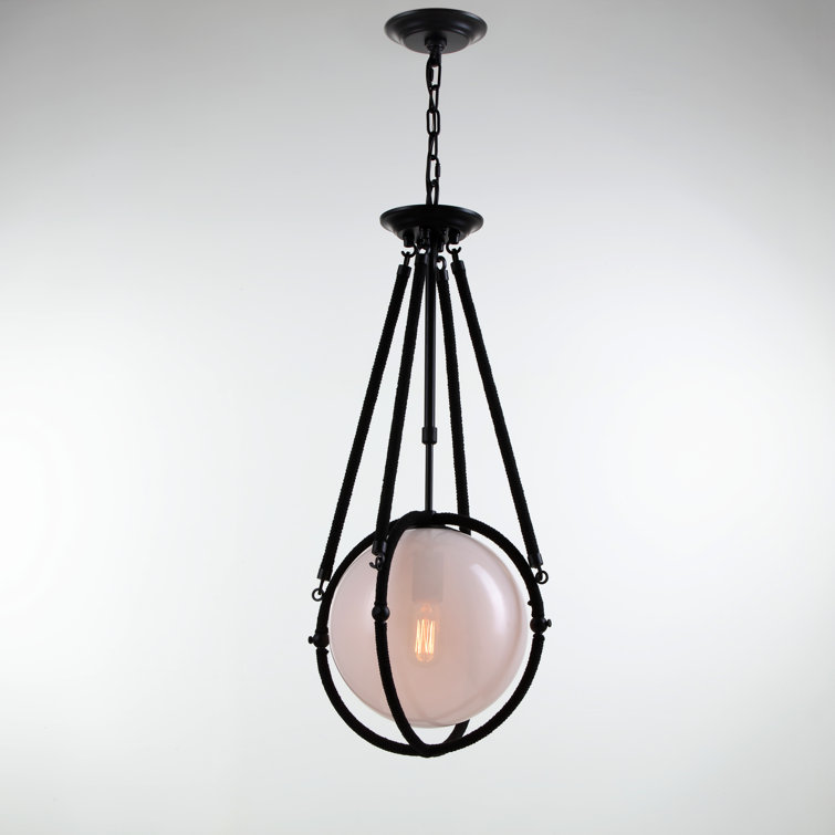 17 Stories Matte Black Pendant, Hanging Pendant Light With Rope